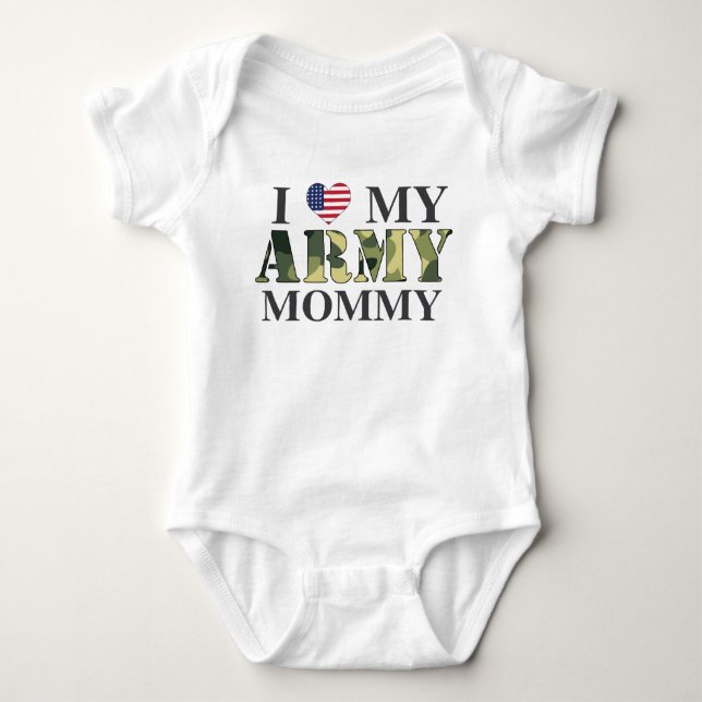 I Love My Army Mommy Infant T-Shirt Baby Bodysuit (Front)