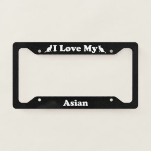 I Love My Asian Cat License Plate Frame