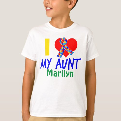 I Love My Aunt Autism Awareness Kids T_Shirt