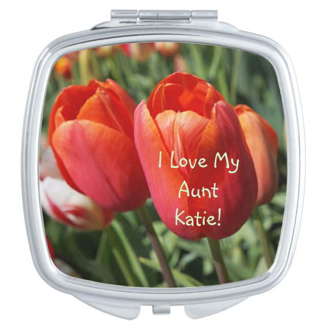 I Love My Aunt Personalized compact mirrors Tulips (Front)
