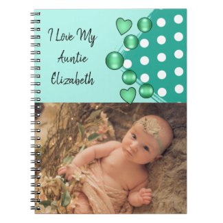 I love my Auntie name photo polka dots green Notebook