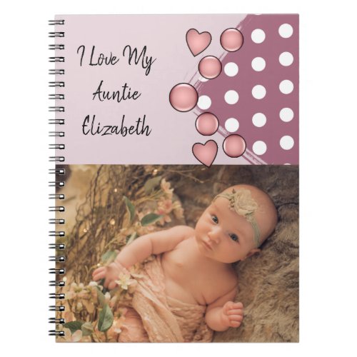 I love my Auntie name photo polka dots purple Notebook