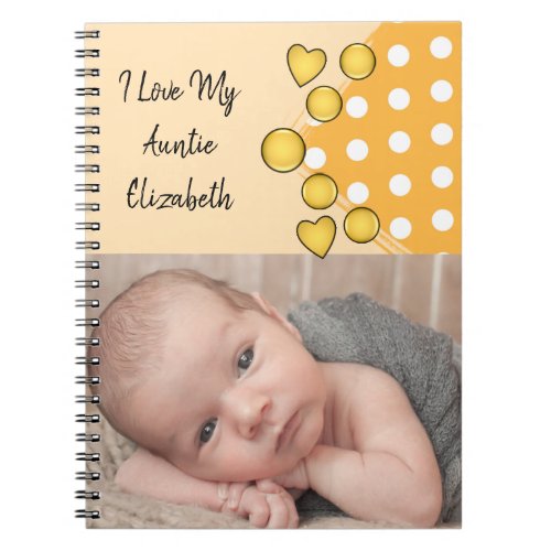 I love my Auntie name photo polka dots yellow Notebook