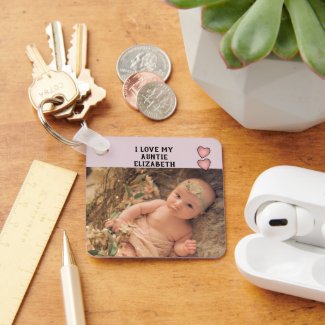 I love my Auntie  name photos purple double sided Keychain