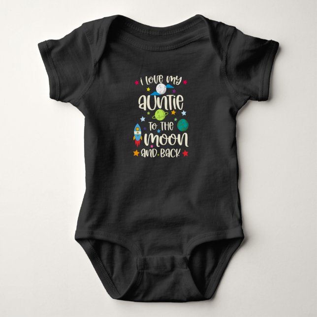 I Love My Auntie To The Moon And Back Baby Bodysuit (Front)