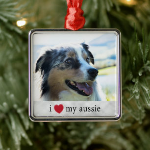 I love my Aussie Australian Shepherd Christmas Metal Ornament