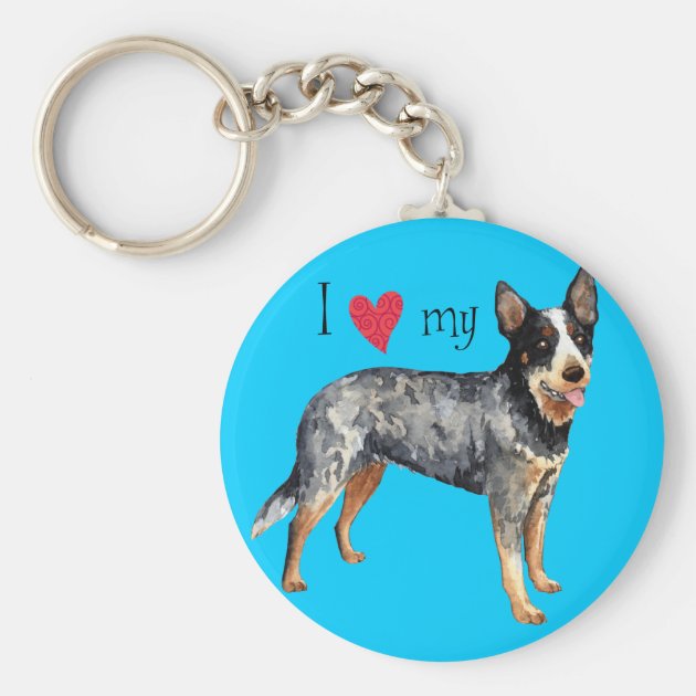 Australian Cattle Dog Blue Heeler Keychain Key Ring Art Gifts and Accessories 