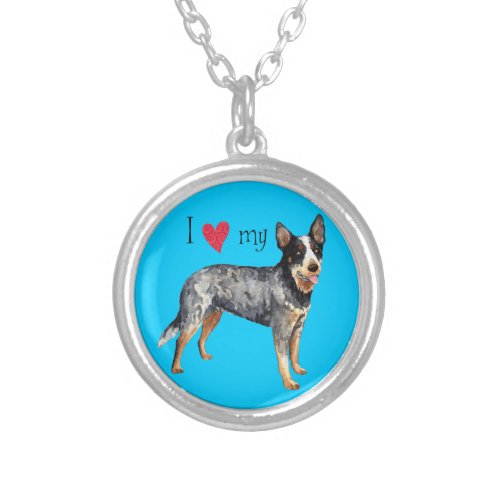 I Love my Australian Cattle Dog Silver Plated Necklace