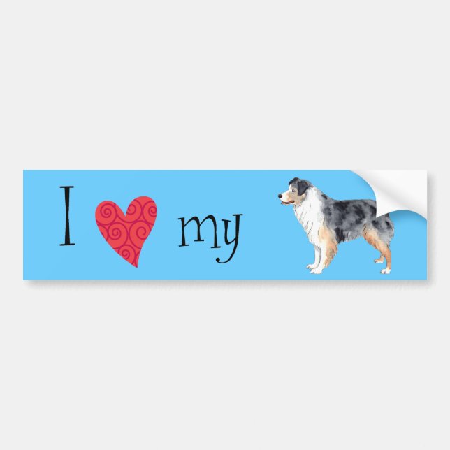 I Love my Australian Shepherd Bumper Sticker (Front)