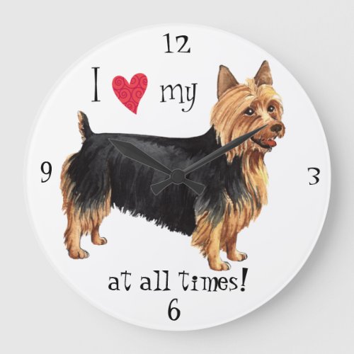 I Love my Australian Terrier Large Clock