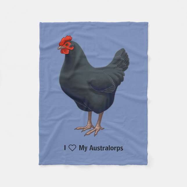 I Love My Australorp Chicken Fleece Blanket (Front)