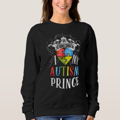 I Love My Autism Prince Crow Heart Autistic Autism Sweatshirt