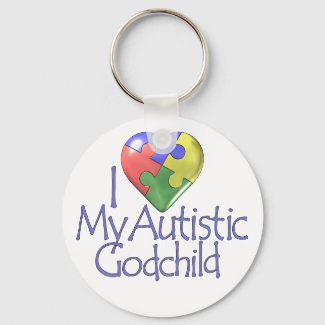 I Love My Autistic Godchild Keychain (Front)