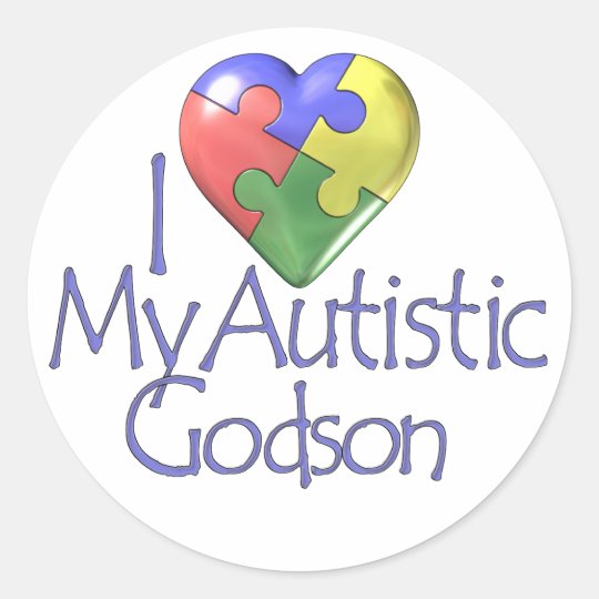 I Love My Autistic Godson Classic Round Sticker