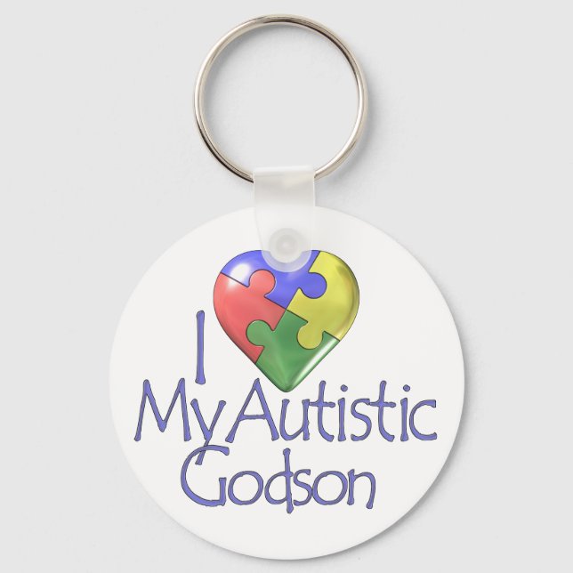 I Love My Autistic Godson Keychain (Front)