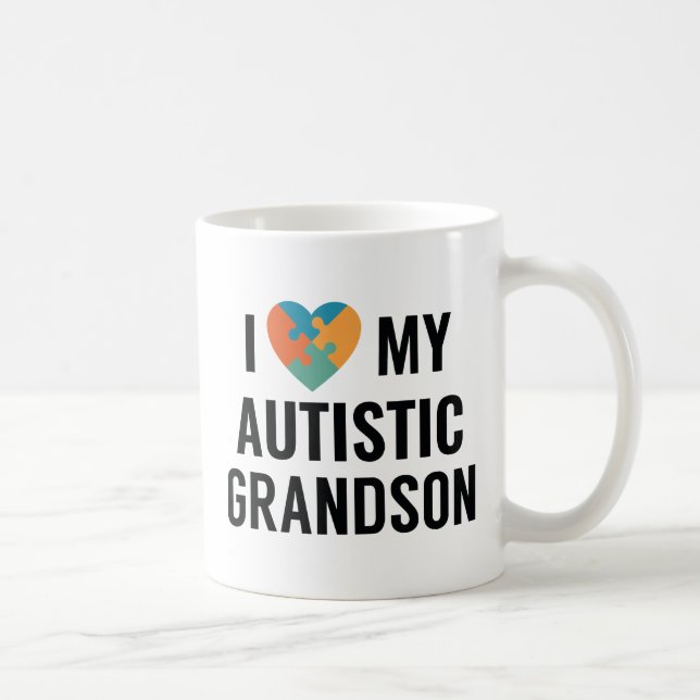 I Love My Autistic Grandson Coffee Mug (Right)