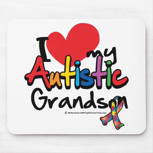 I Love My Autistic Grandson Mouse Pad (Front)