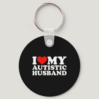 I Love My Autistic Husband Heart My Husband Autism Keychain