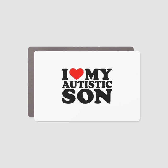I Love My Autistic Son I Heart My Son with Autism Car Magnet (Front)