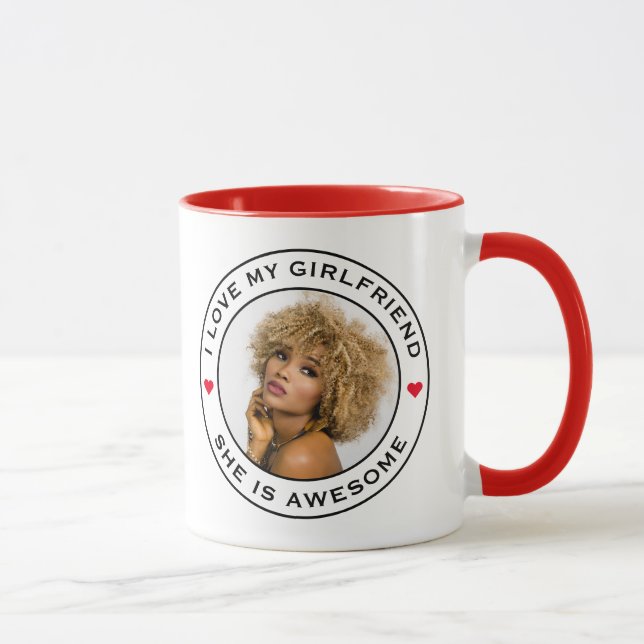 I Love My Awesome Girlfriend Photo Text Heart Mug (Right)