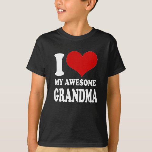 I Love My Awesome Grandma T_Shirt Grandkids Gift