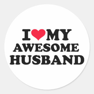 I love my awesome husband classic round sticker