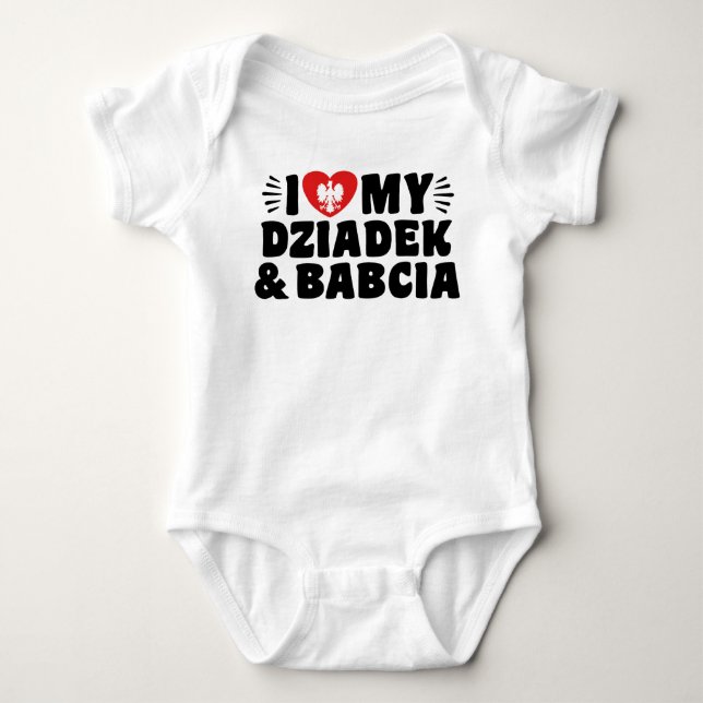 I Love My Babcia & Dziadek Baby Bodysuit (Front)