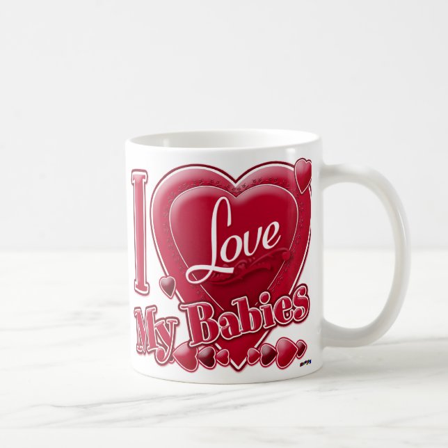 I Love My Babies red - heart Coffee Mug (Right)