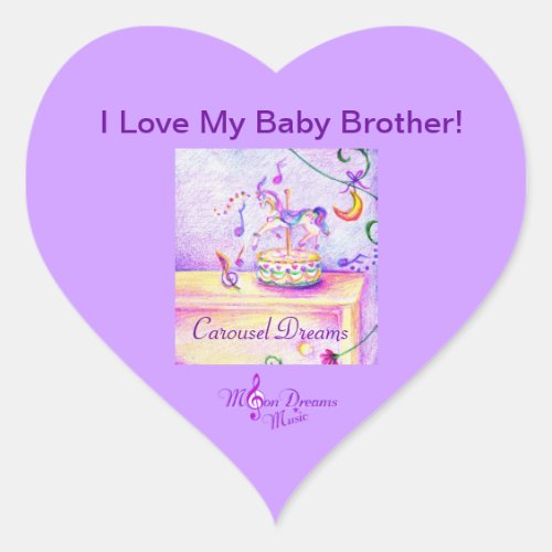 I Love My Baby Brother Carousel Heart Stickers