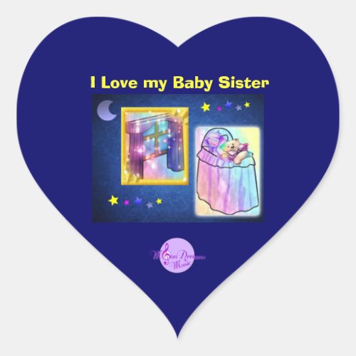I Love My Baby Sister Heart Sticker