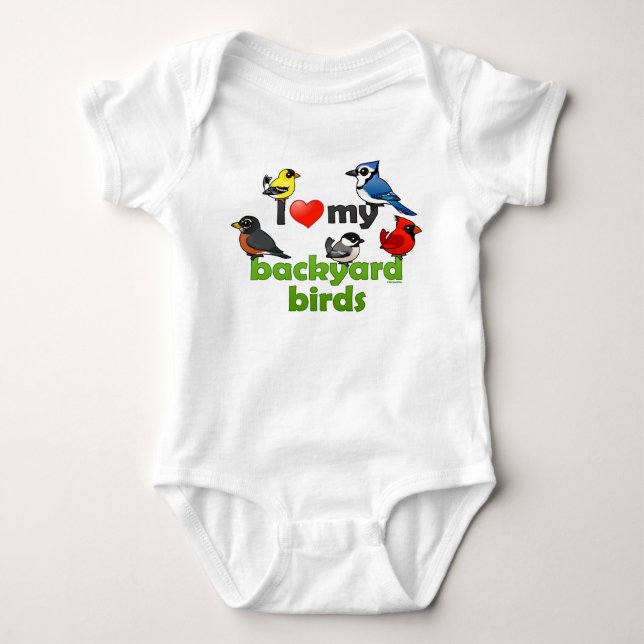 I Love My Backyard Birds Baby Bodysuit (Front)