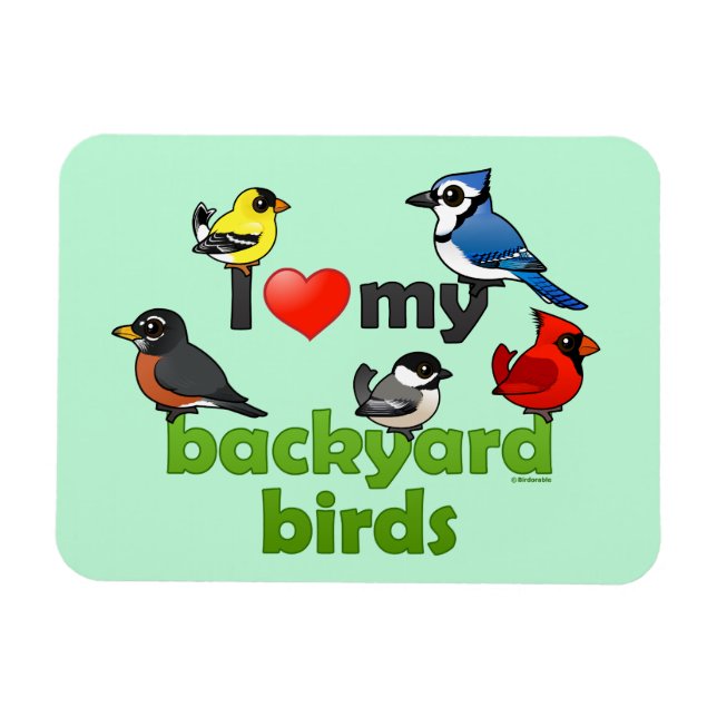 I Love My Backyard Birds Magnet (Horizontal)