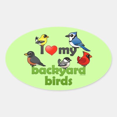 I Love My Backyard Birds Oval Sticker