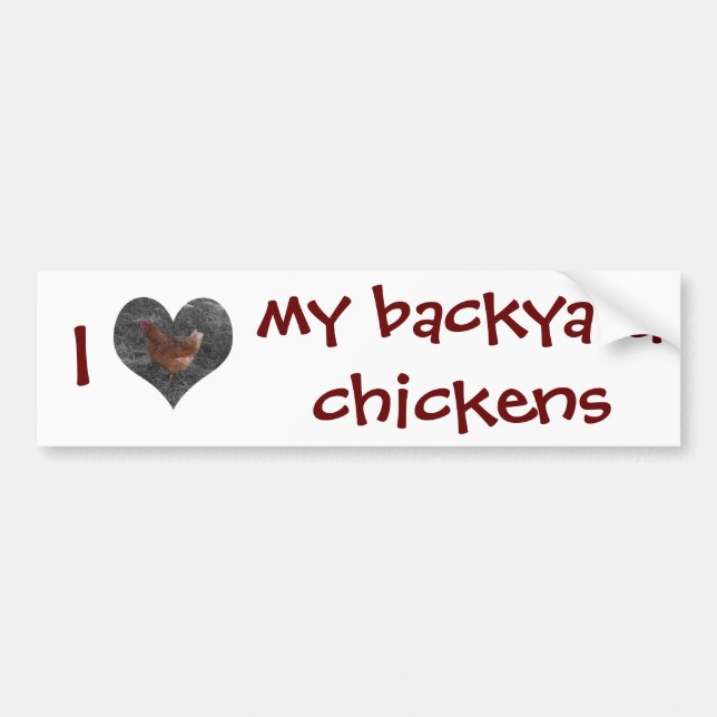 I Love My Backyard Chickens Bumper Sticker (Front)