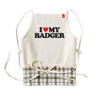 I LOVE MY BADGER ZAZZLE HEART APRON