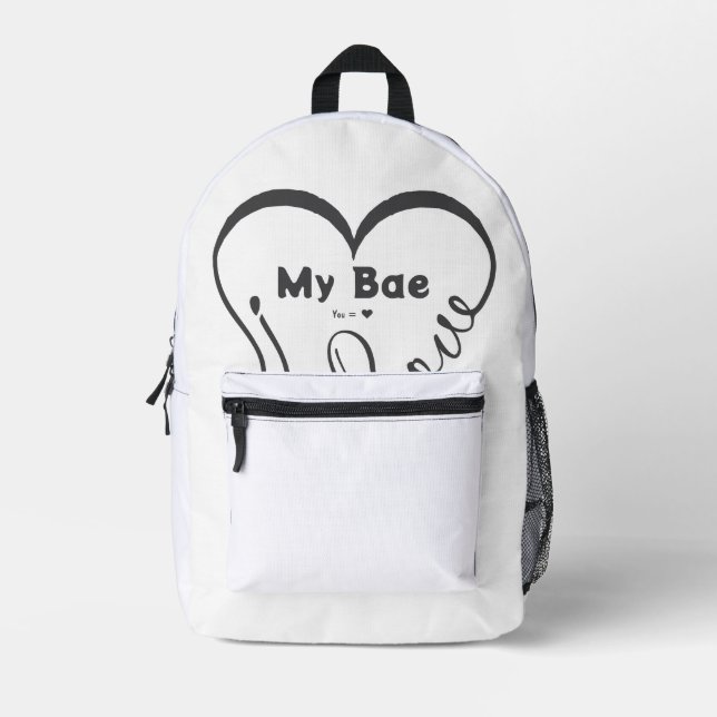 I Love My Bae • You = ♥ Printed Backpack (Front)
