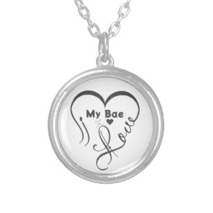 I Love My Bae • You = ♥ Silver Plated Necklace