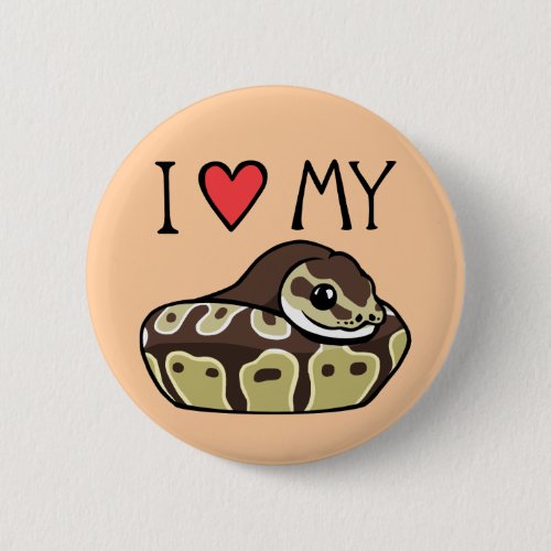 I Love My Ball Python Cute Snake Drawing Button