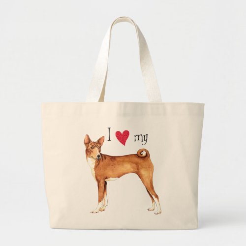 I Love my Basenji Large Tote Bag