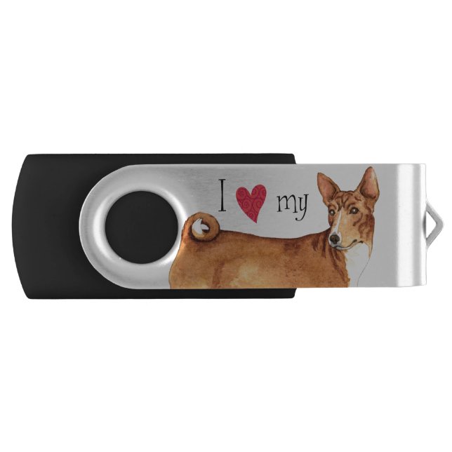 I love my Basenji USB Flash Drive (Front)