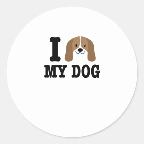I Love My Basset Cute Dog Owner Pet Lover Gift Classic Round Sticker