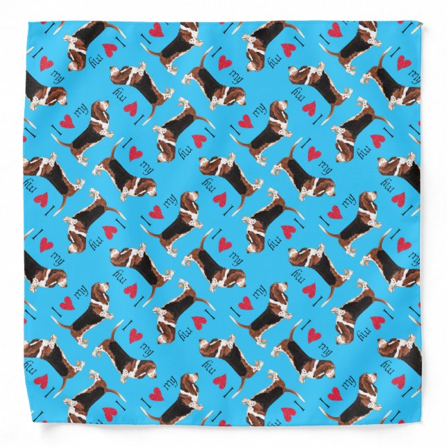 I Love my Basset Hound Bandana (Front)
