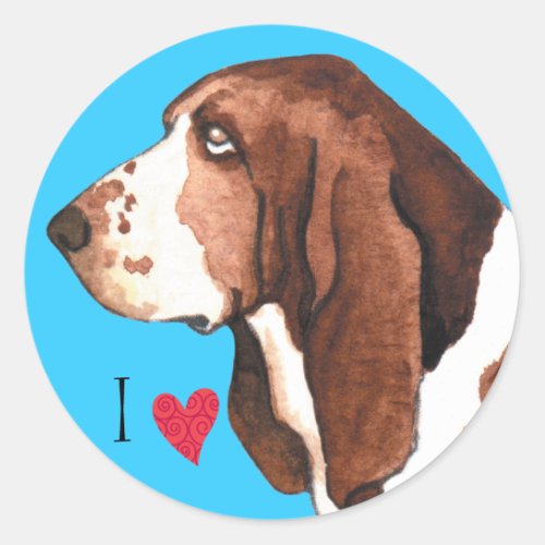 I Love my Basset Hound Classic Round Sticker