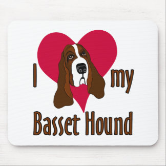 I Love my Basset Hound Cute Dog in a Heart Mouse Pad