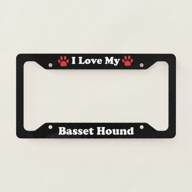 I Love My Basset Hound Dog License Plate Frame (Front)