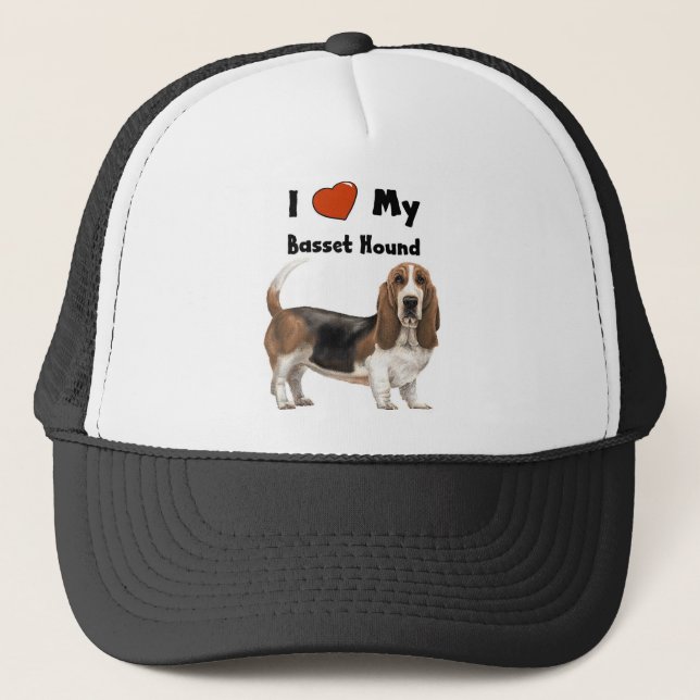 I Love My Basset Hound Trucker Hat (Front)