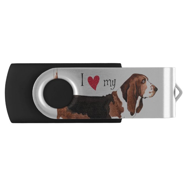 I Love my Basset Hound USB Flash Drive (Front)