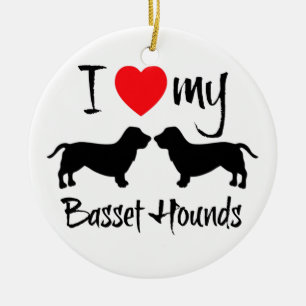 I Love My Basset Hounds Ceramic Ornament