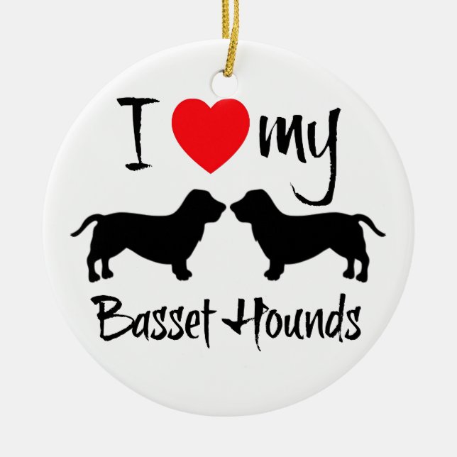 I Love My Basset Hounds Ceramic Ornament (Front)