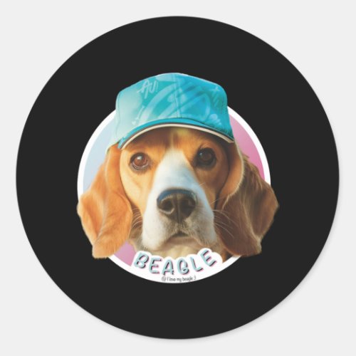 I Love My Beagle Active  Classic Round Sticker